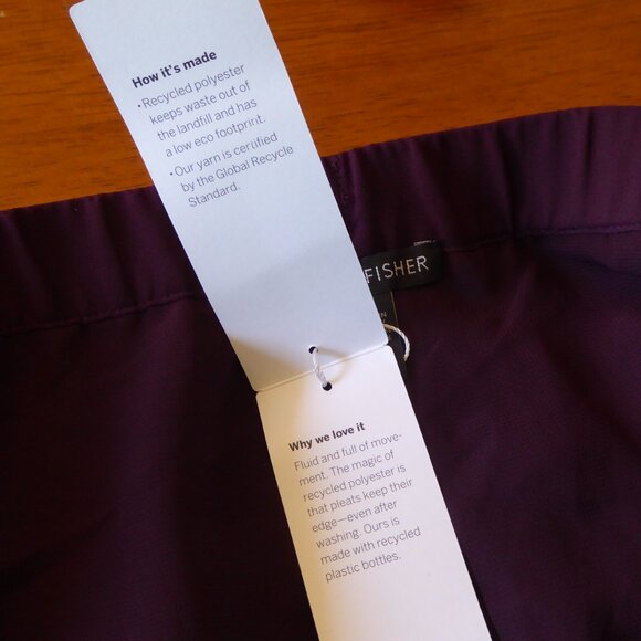 Eileen Fisher Purple Waistband Pull On Midi Long Micro Pleated Skirt NWT NEW 10 - Picture 15 of 15